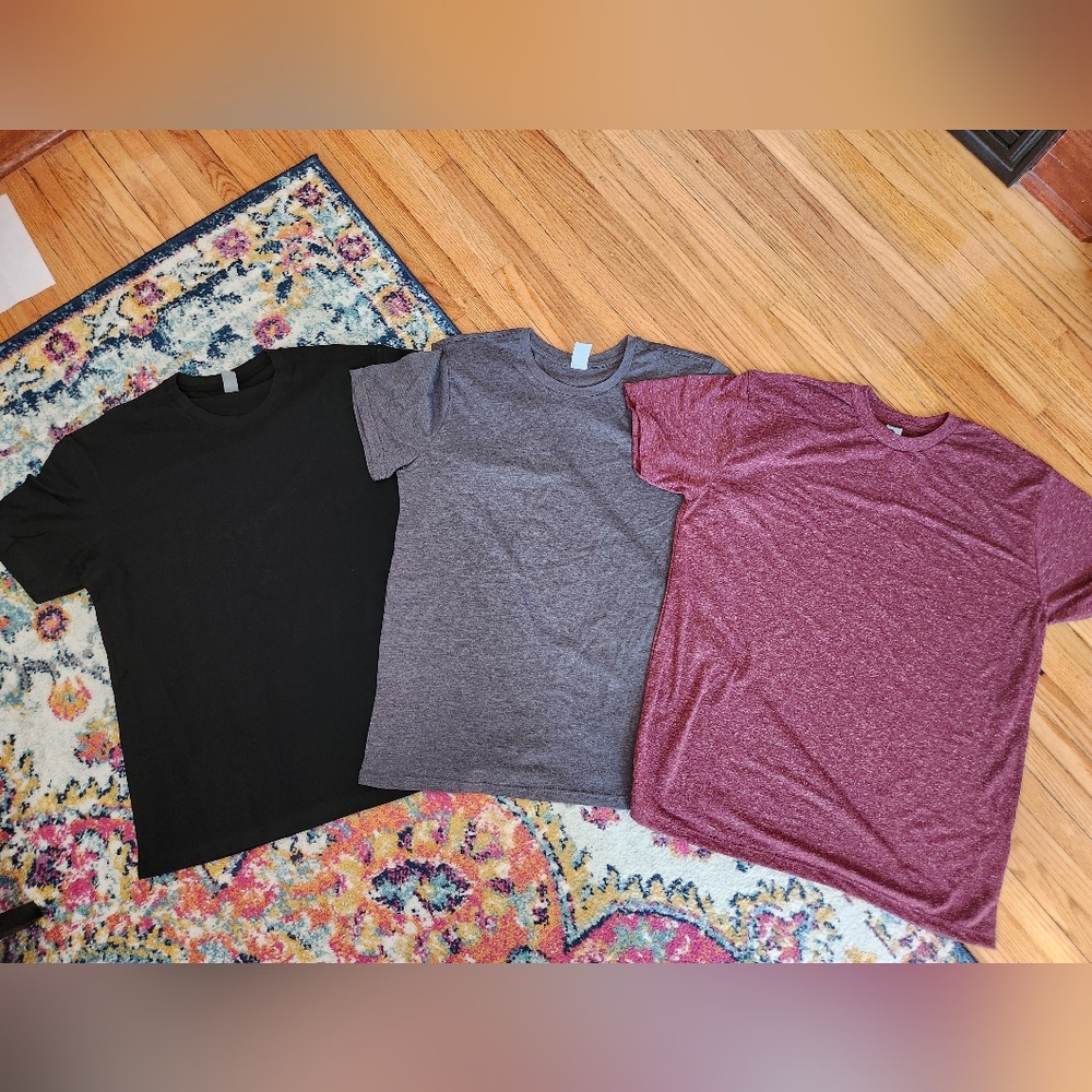Bundle of 3 mens tees size L, black, grey, and maroon